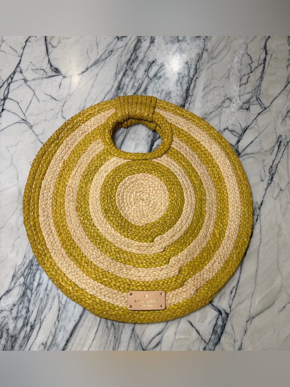 kate spade Round Straw Tote - Olive & Natural